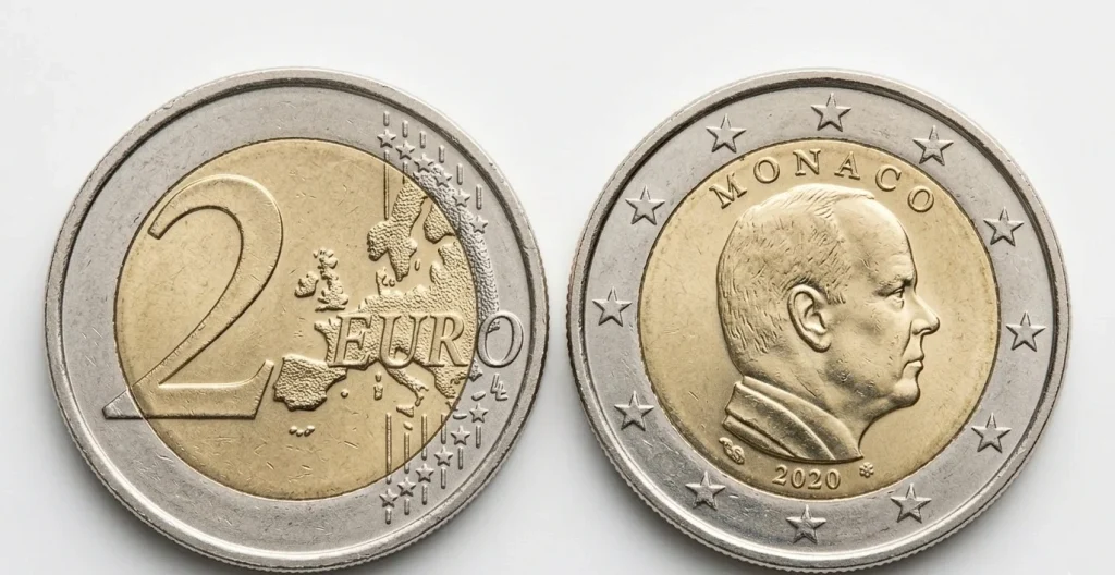 Makroaufnahme einer 2-Euro-Münze